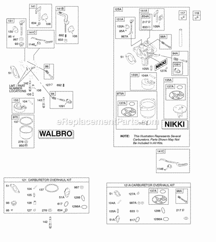 Carburetor Kit - Carburetor Overhaul Diagram and Parts List for 215802-0115-B1  Briggs and Stratton Engine